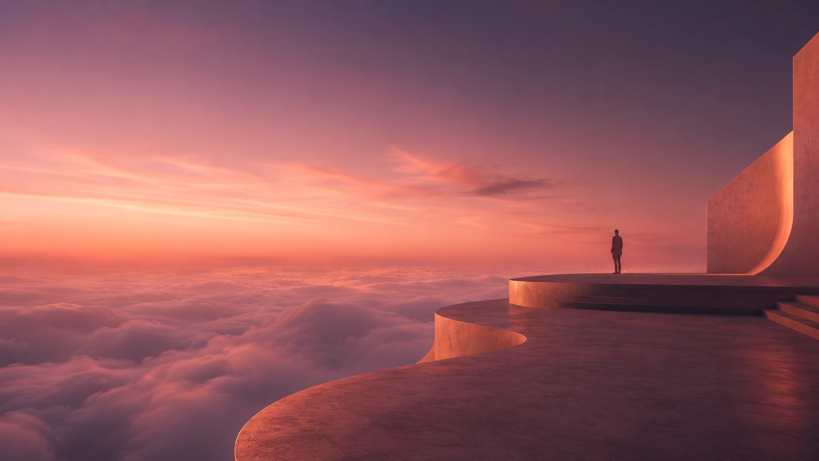 Cena cinematográfica ao pôr do sol